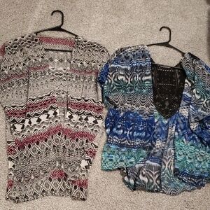 Patterned Women's Cardigans - Black, Blue, Pink
